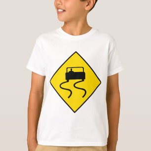 T-shirt Slippery Road Sign