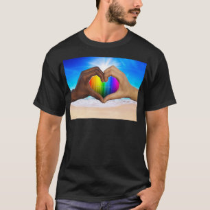 T-shirt SlipperyJoe dégradé de cœur arc-en-ciel vif interr