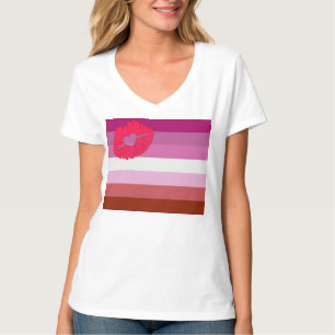 T-shirt SlipperyJoe rouge à lèvres drapeau de la fierté le