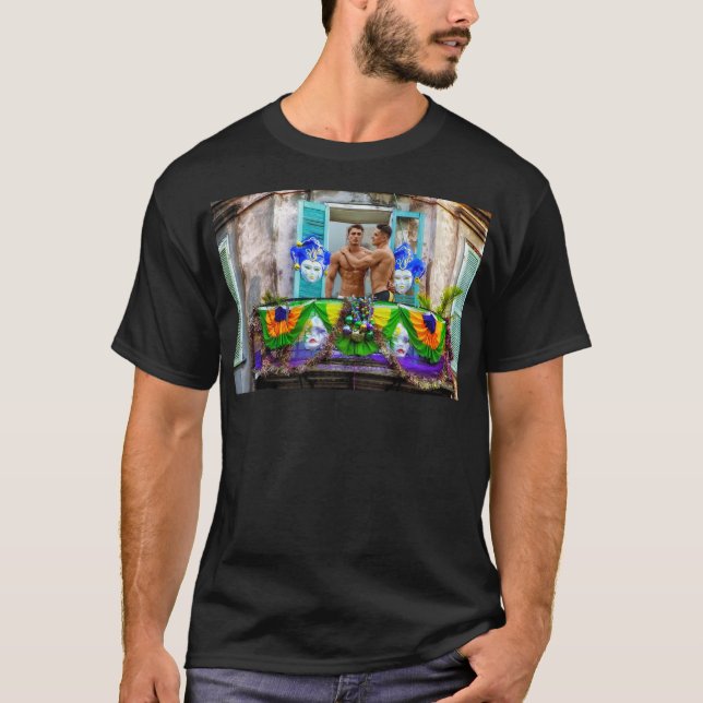 T-shirt SlipperyJoe's Mardi Gras Hommes violet or vert bal (Devant)