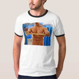 T-shirt SlipperyJoe's musculaire cheminée poitrine 6 pack