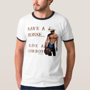 T-shirt SlipperyJoe's save horse ride paille cowboy casque