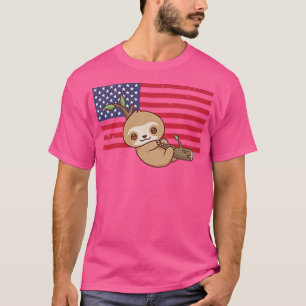 T-shirt Sloth 4 juillet Patriotique USA Drapeau américain