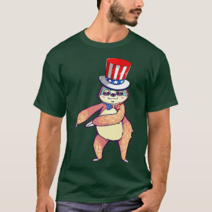 T-shirt Sloth American Flag Casquette Patriotic 4 juillet 
