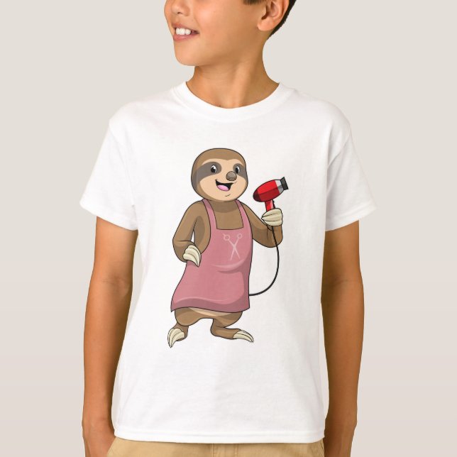 T-shirt Sloth as Hair stylist avec Sèche-cheveux (Devant)