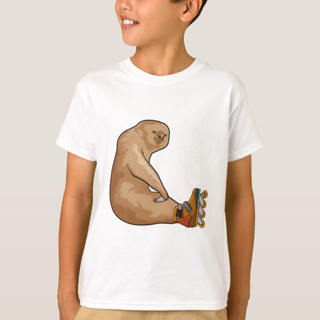 T-shirt Sloth as Patinage en ligne avec Patins en ligne (Devant)