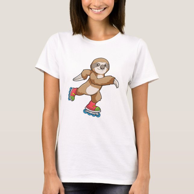 T-shirt Sloth as Skater avec Patins Inline (Devant)