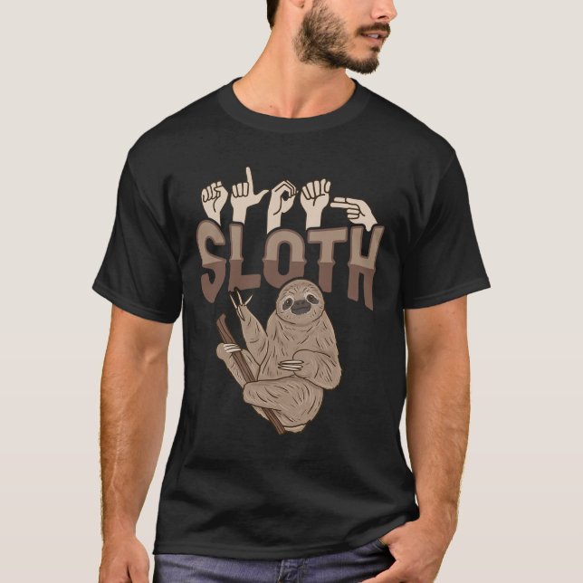 T-shirt Sloth Asl Gesture main sourde perte d'audition sen (Devant)
