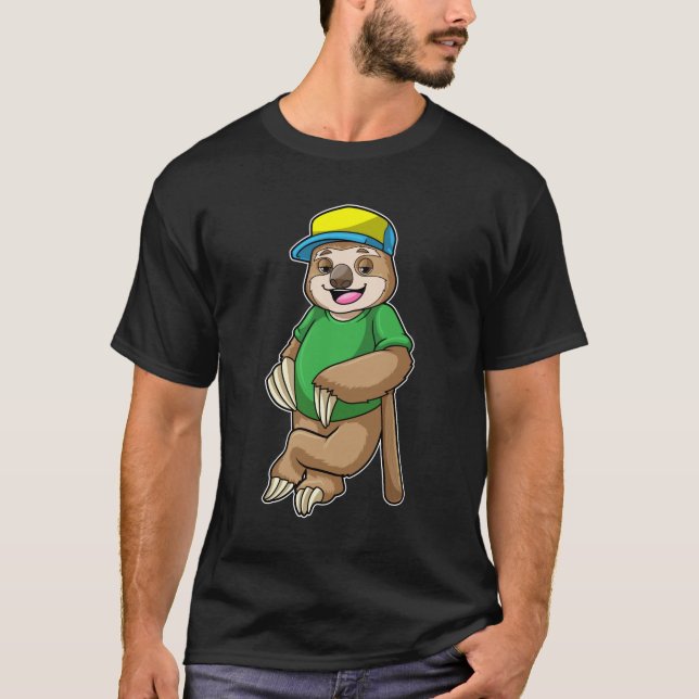 T-shirt Sloth au baseball avec batte de baseball (Devant)