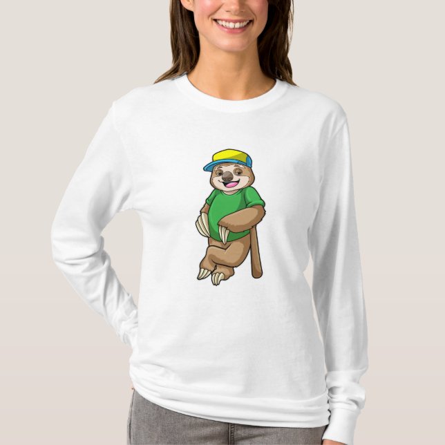 T-shirt Sloth au baseball avec batte de baseball (Devant)