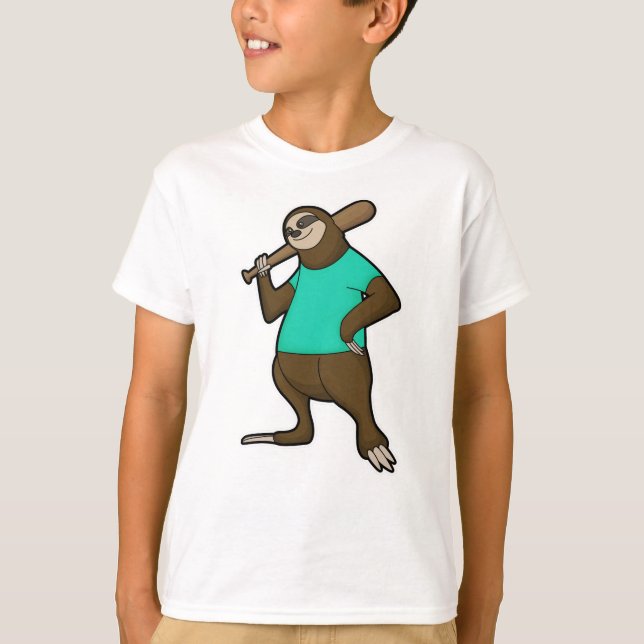 T-shirt Sloth au baseball avec batte de baseball (Devant)
