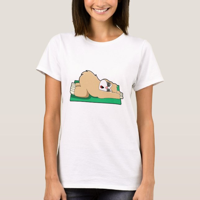 T-shirt Sloth au Yoga sur tapis de Yoga (Devant)
