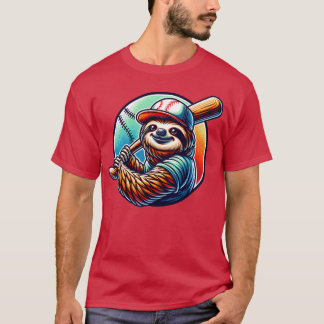 T-shirt Sloth Baseball Player Funny Sports Design boy frie