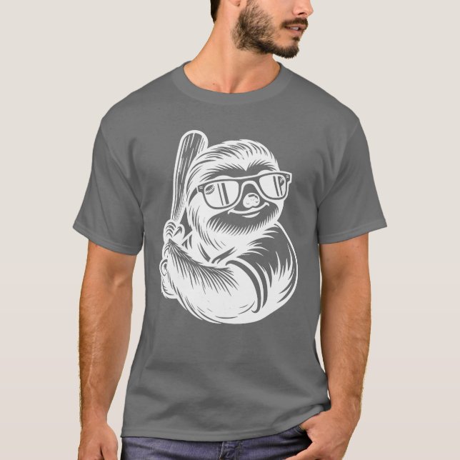 T-shirt Sloth Baseball Player Sports Silhouette friends gi (Devant)
