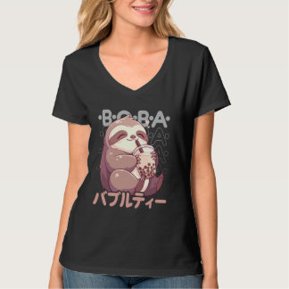 T-shirt Sloth Boba Tea Kawaii Bubble Tea Sloth Anime Neko 