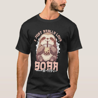 T-shirt Sloth Boba Tea Kawaii Bubble Tea Sloth Anime Neko 