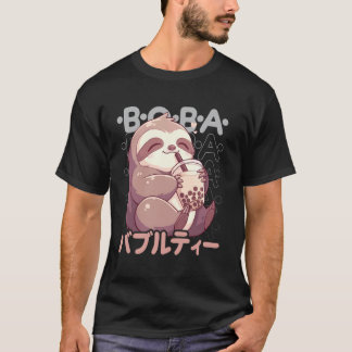 T-shirt Sloth Boba Tea Kawaii Bubble Tea Sloth Anime Neko 