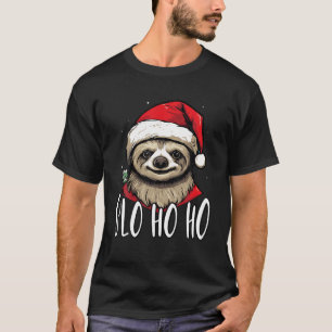 T-shirt Sloth Christmas Eve Lazy Animal Santa Claus Xmas D