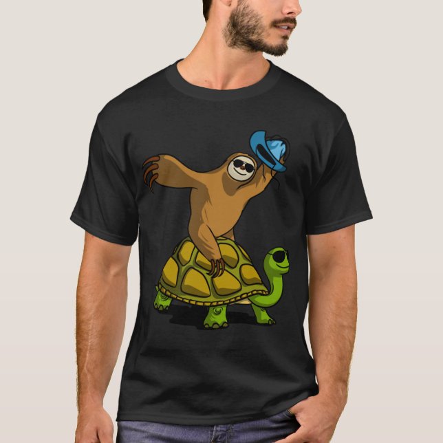 T-shirt Sloth Cowboy Ridingurtle vintage (Devant)