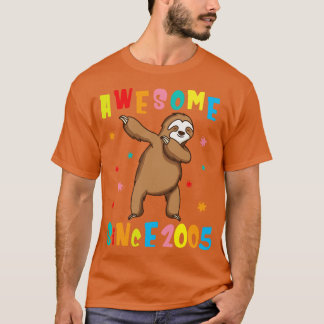 T-shirt Sloth Dabbing Awesome depuis 2005 Joyeux anniversa