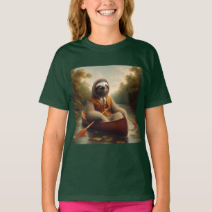 T-shirt Sloth Dans Un Canoë