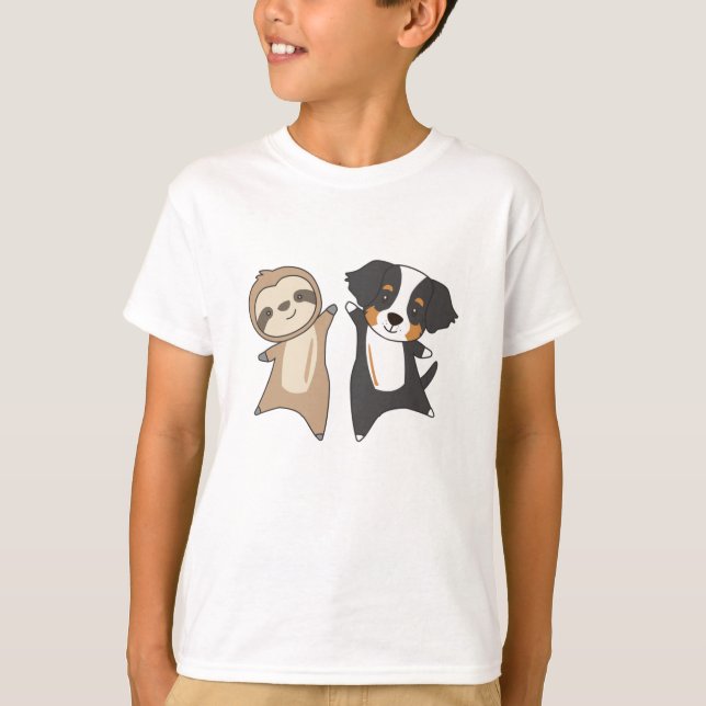 T-shirt Sloth Dog Bernese Mountain Dog mignonne Animaux (Devant)