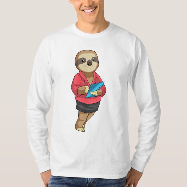 T-shirt Sloth en tant que secrétaire avec Bloc-notes (Devant)