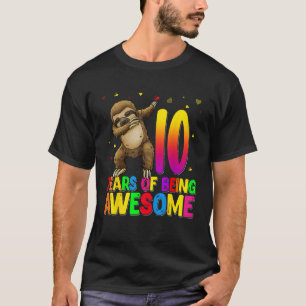T-shirt Sloth Fête D'anniversaire 10 Ans Dabbing Anniversa
