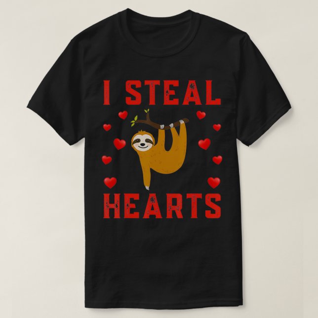 T-shirt Sloth Graphic Thème Je vole Coeurs mignons Valenti (Design devant)