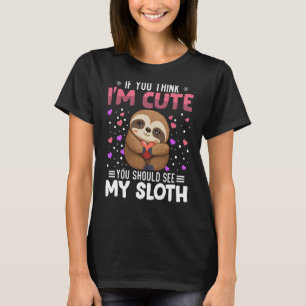 T-shirt Sloth Heart Valentine's Day Animal for Womens Kids