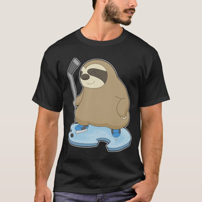 T-shirt Sloth Hockey sur glace Bâton de hockey sur glace (Devant)