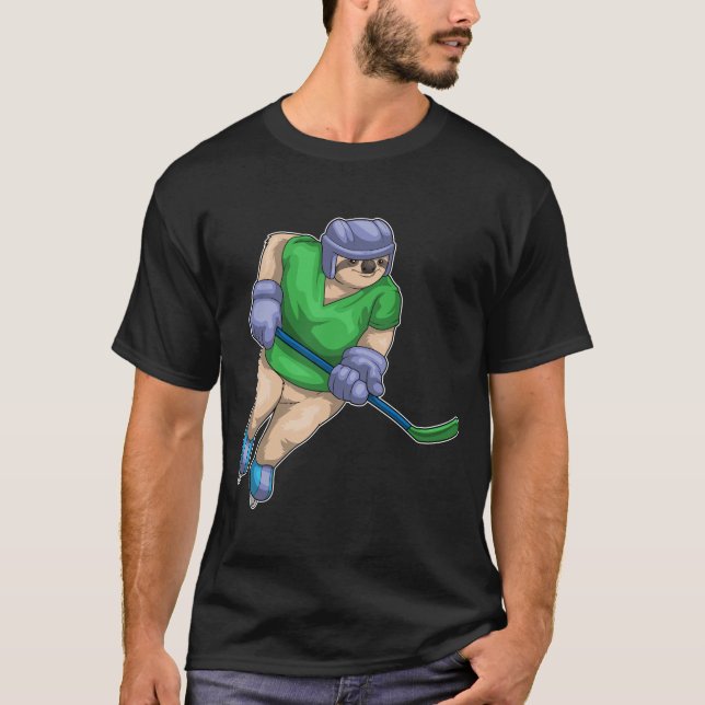 T-shirt Sloth Ice Hockey bâton de hockey sur glace (Devant)