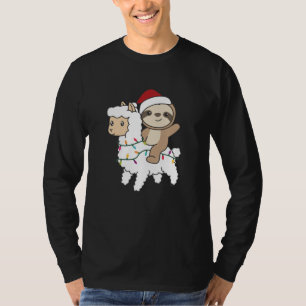 T-shirt Sloth Lama Christmas Snow Winter Animals