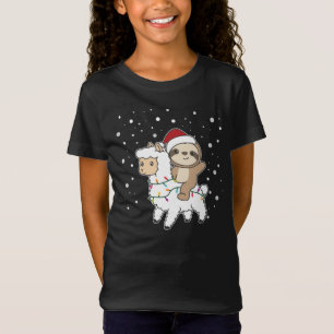T-Shirt Sloth Lama Noël Neige Animaux d'hiver