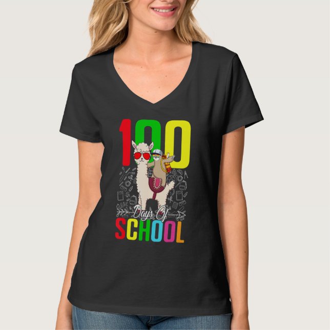 T-shirt Sloth Llama 100 Day Of School For Teacher Student  (Devant)