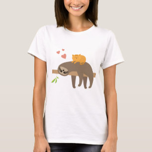T-shirt Sloth Love Cat Funny Hommes Femmes Kid Gift Tee