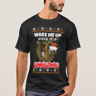 T-shirt Sloth Lover Xmas Cadeau Réveillez-moi quand c'est