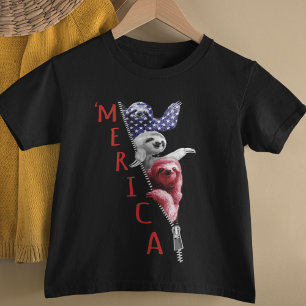 T-shirt Sloth Merica Sloth Dans Zipper Graphic American Fl