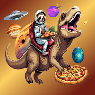 T-shirt Sloth Pizza T-Rex Space Adventure