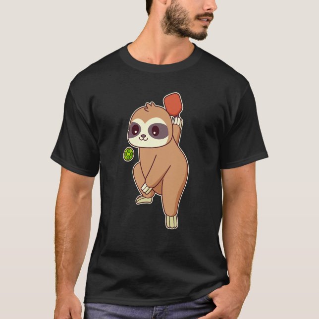 T-shirt Sloth Playing Pickleball (Devant)