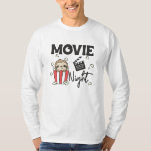 T-shirt Sloth Popcorn Movie Nuit mignonne Sloth Movies