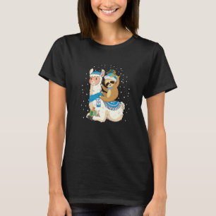 T-shirt Sloth Riding Lama Heureux Hanoukka Channukah Boys 