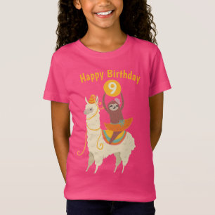 T-Shirt Sloth Riding Llama Anniversaire Personnalisé