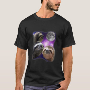 T-shirt Sloth Shirt - Trois Sloths Moon Parody Wolf Meme S