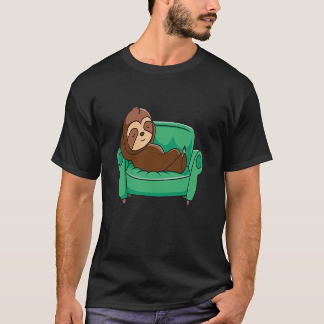 T-SHIRT SLOTH SLOTH SLEEPING ON COUCH RELAX NAP REST (Devant)