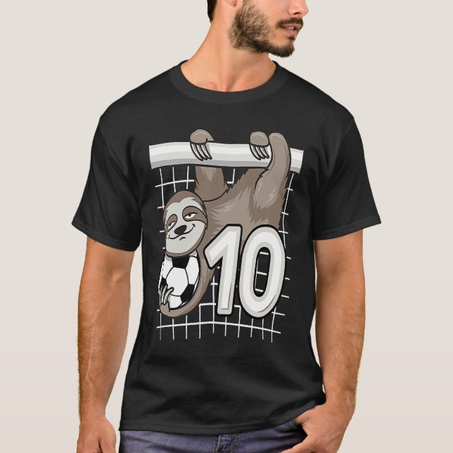 T-shirt Sloth Soccer 10e anniversaire But Keeper 10 ans (Devant)