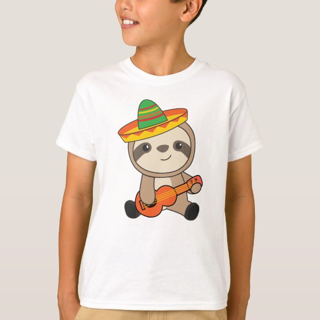 T-shirt Sloth Sombrero Ukulele Cinco de mayo (Devant)