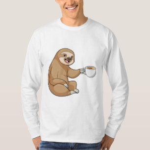 T-shirt Sloth with Cup of Coffee