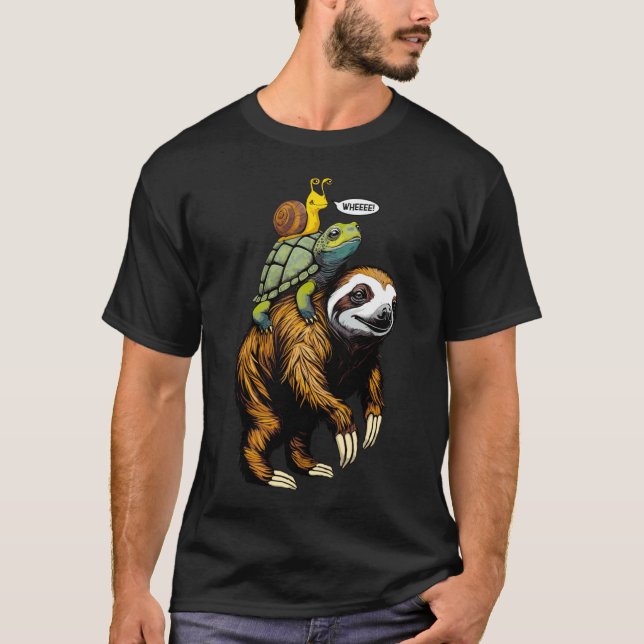T-shirt Slothurtle Snail Piggyback Slow Animal Speed Race  (Devant)