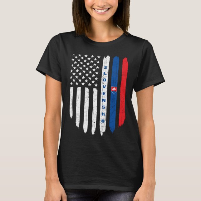 T-shirt Slovak American Flag Slovakia Root Dad (Devant)